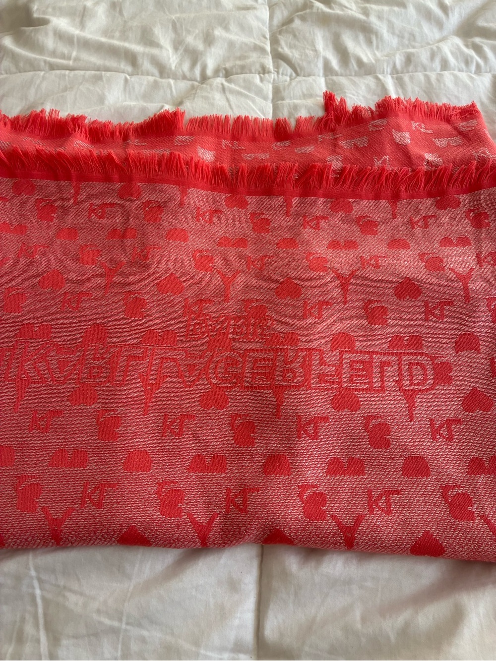 Karl Lagerfeld Coral Pink Jacquard Logo Scarf